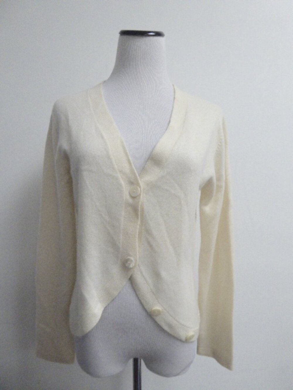 SAMPLE NY ITALIAN CASHMERE cream cardigan L